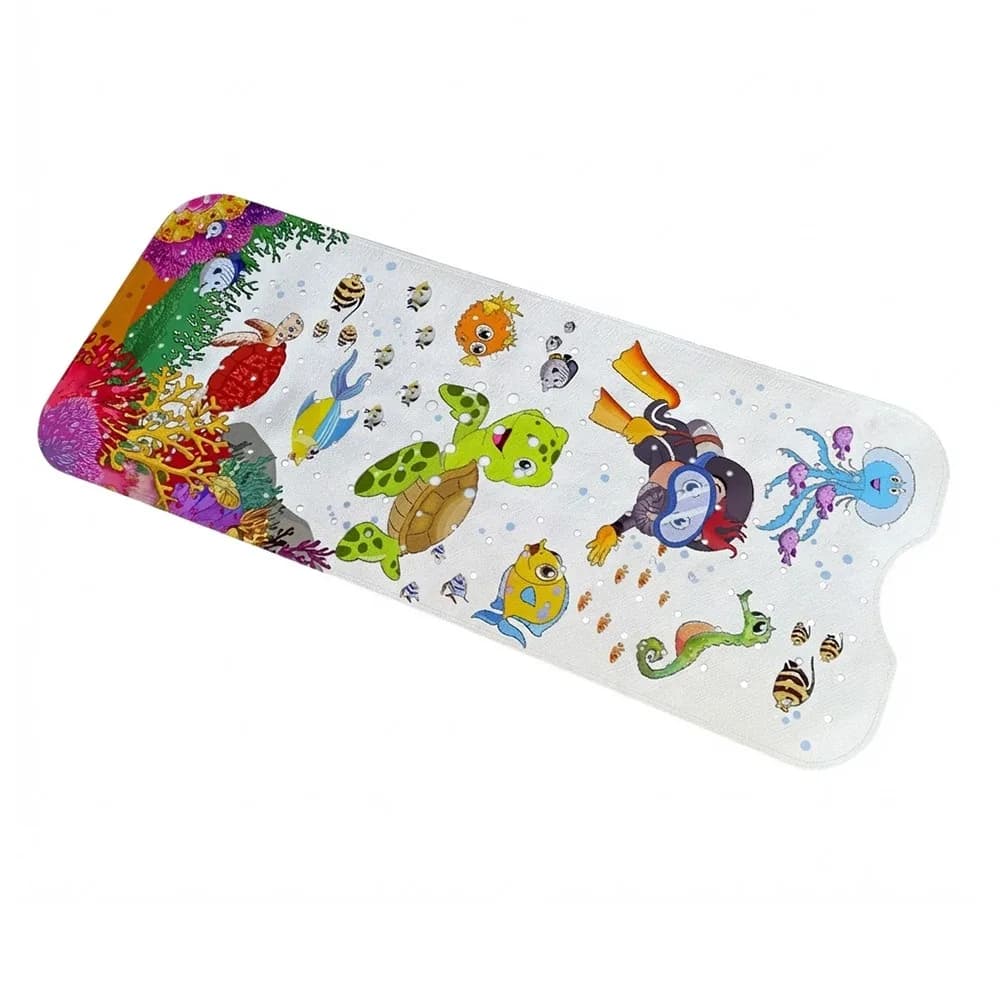 Tappetini per Vasca da Bagno con Motivi Cartoon 100cm*40cm, Tappeto Antiscivolo con Ventose a Forma di Animali Marini, Tappetino Massaggiante per Piedi, Tappeto per Pavimento del Bagno