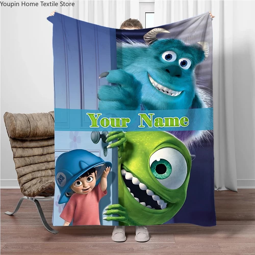 Coperta in Flanella Personalizzata con Nome, Monster Inc, Morbida e Calda per Bambini, Adatta per Divano e Letto, Ideale come Regalo di Compleanno