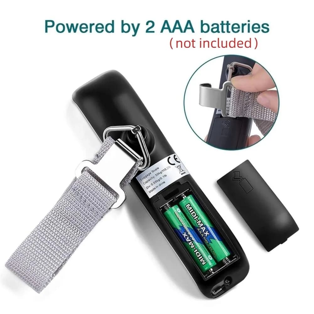 Backlight LCD Display Digital Luggage Scale Stainless Steel Cover Tare Function Travel Baggage Weight Scale with Metal Hook