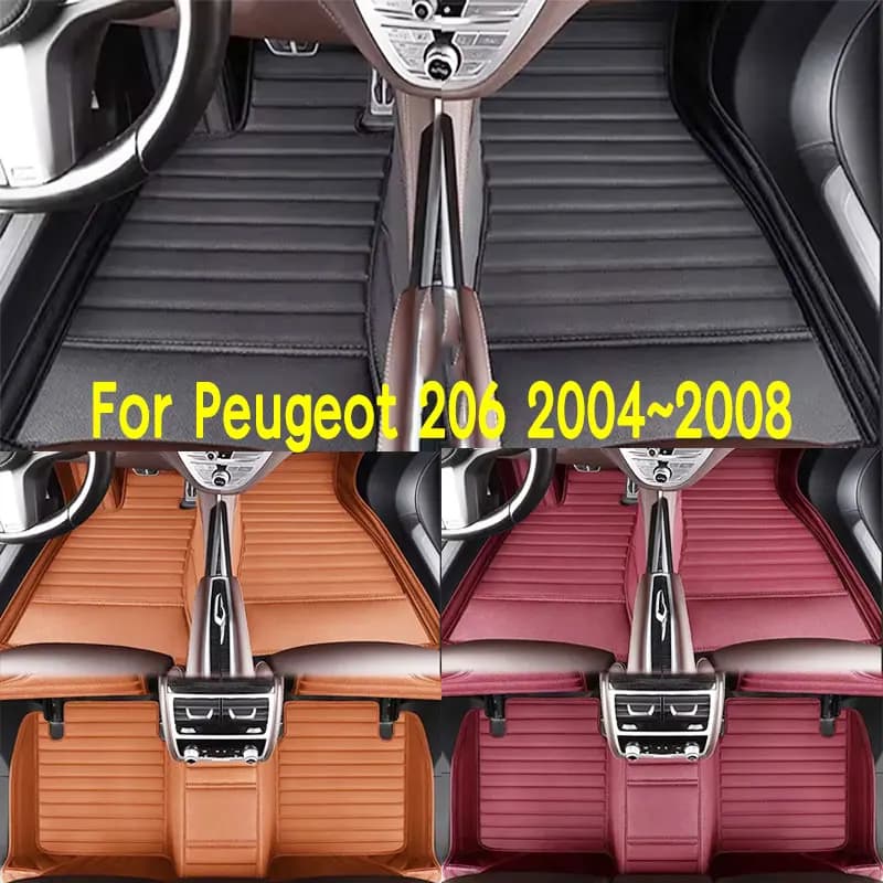 Car Floor Mats Suitable for Peugeot 206 2004~2008 Anti slip and wear-resistant PU leather car interior mat