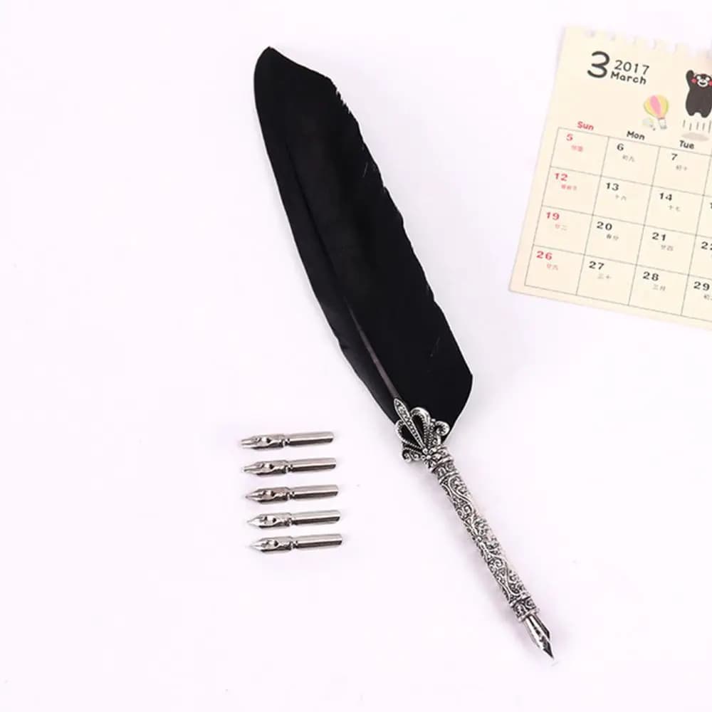 Metal Carved Ink Gift Feather Chancery Fancy Set Font Quill Nib Fountain Pen Calligraphy