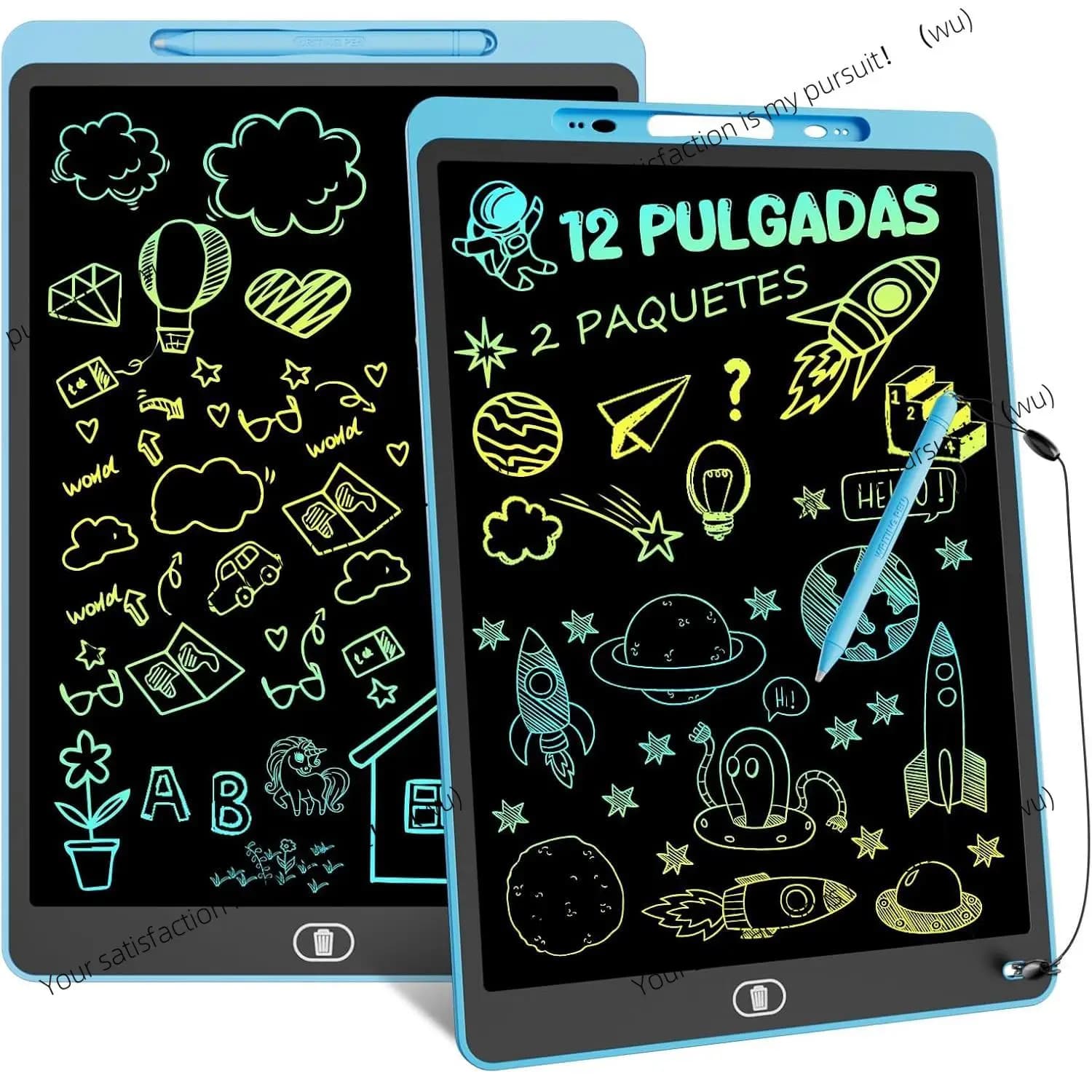 Tavoletta LCD a colori da 12 pollici, confezione da 2, colore elettronico, giocattoli educativi per bambini con funzioni cancellabili e di bloccaggio