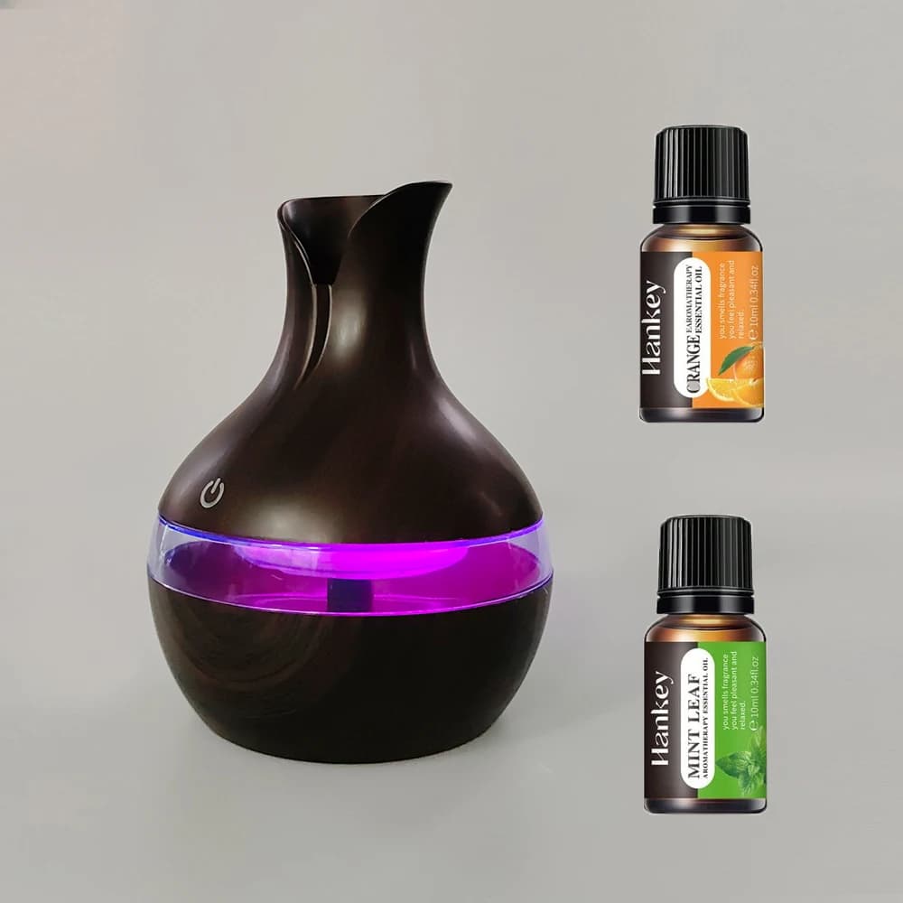 Diffusore di olio essenziale per umidificatore 2 in 1 300ml Ultra silenzioso alimentato tramite USB per Home Office 2 oli essenziali