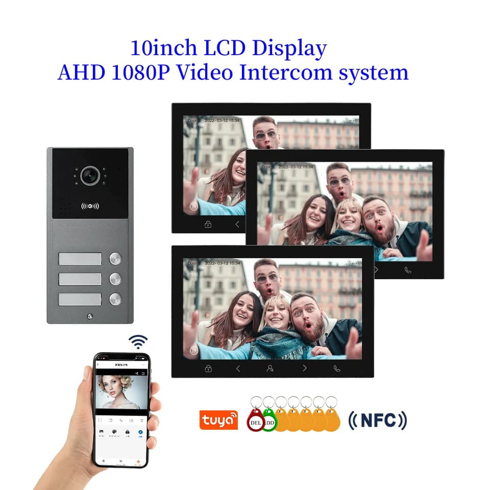 10 pollici Tuya WIFI Videocitofono Supporto 2.4G/5G Router RFID/NFC Sblocco Smart Video Door Phone Touch Key Sistema di campanello