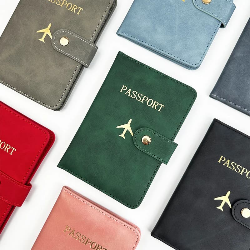 Bronzing Aircraft Buckle Leather Passport Holder Multi-card Passport Protection This Set of Pu Leather Documents Passport Bag