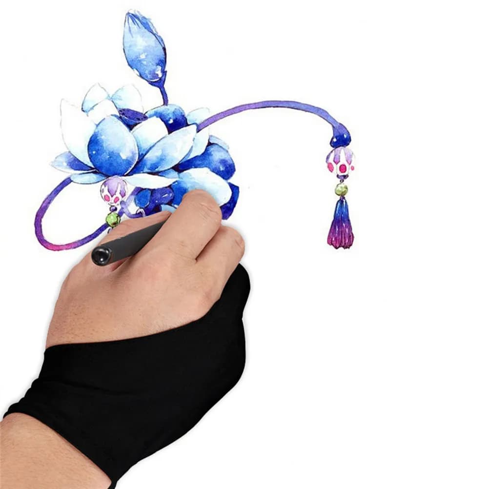 4 Pezzi Guanti Artistici a Due Dita in Spandex Anti-Macchia per Disegno, Protezione Superficie Tablet e Monitor, Comfort per Schizzi e Pittura