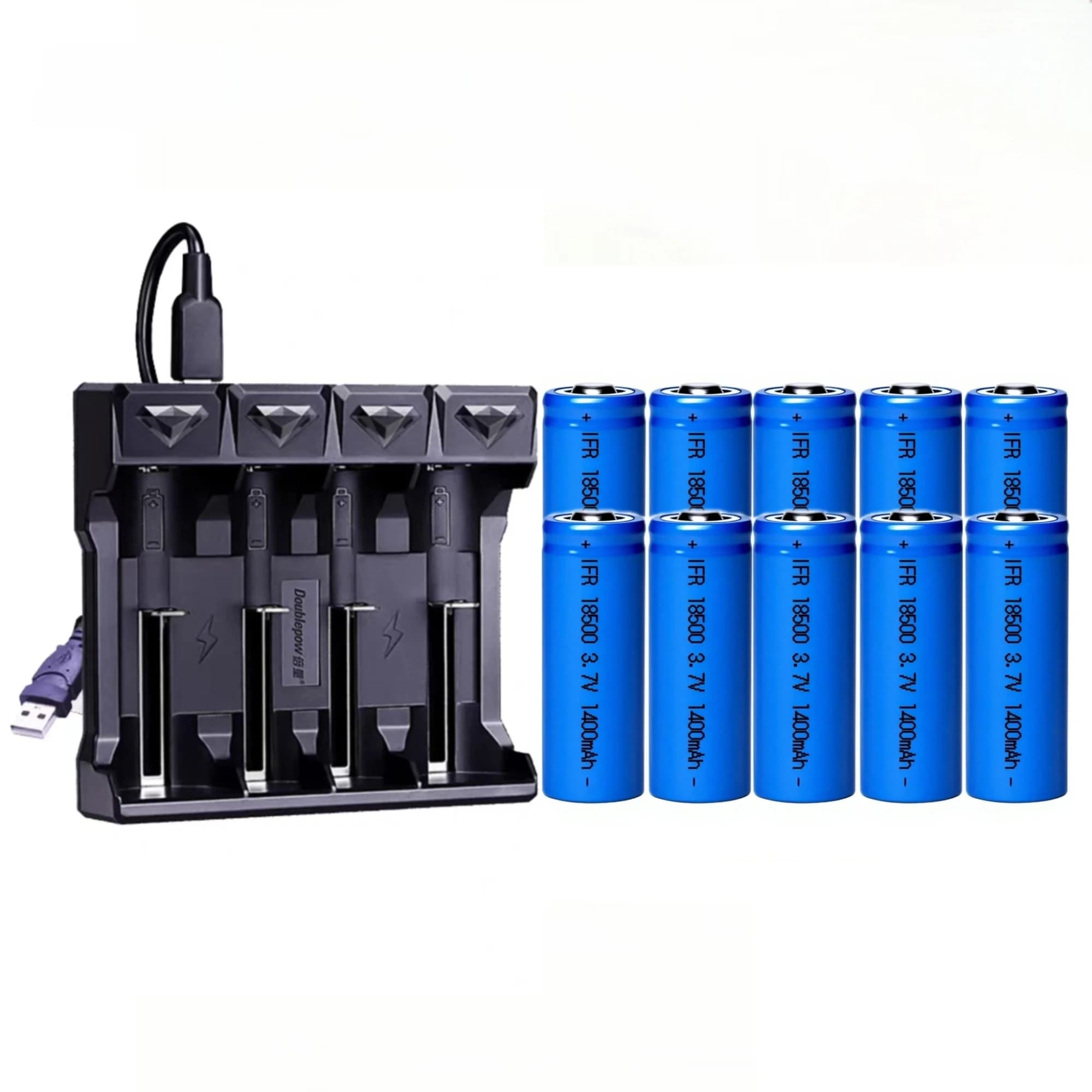 Caricabatterie al litio ricaricabile da 10 pezzi 18500 3.7V 1400mAh per torcia elettrica, elettronica per auto, spazzolino elettrico, walkie-talkie