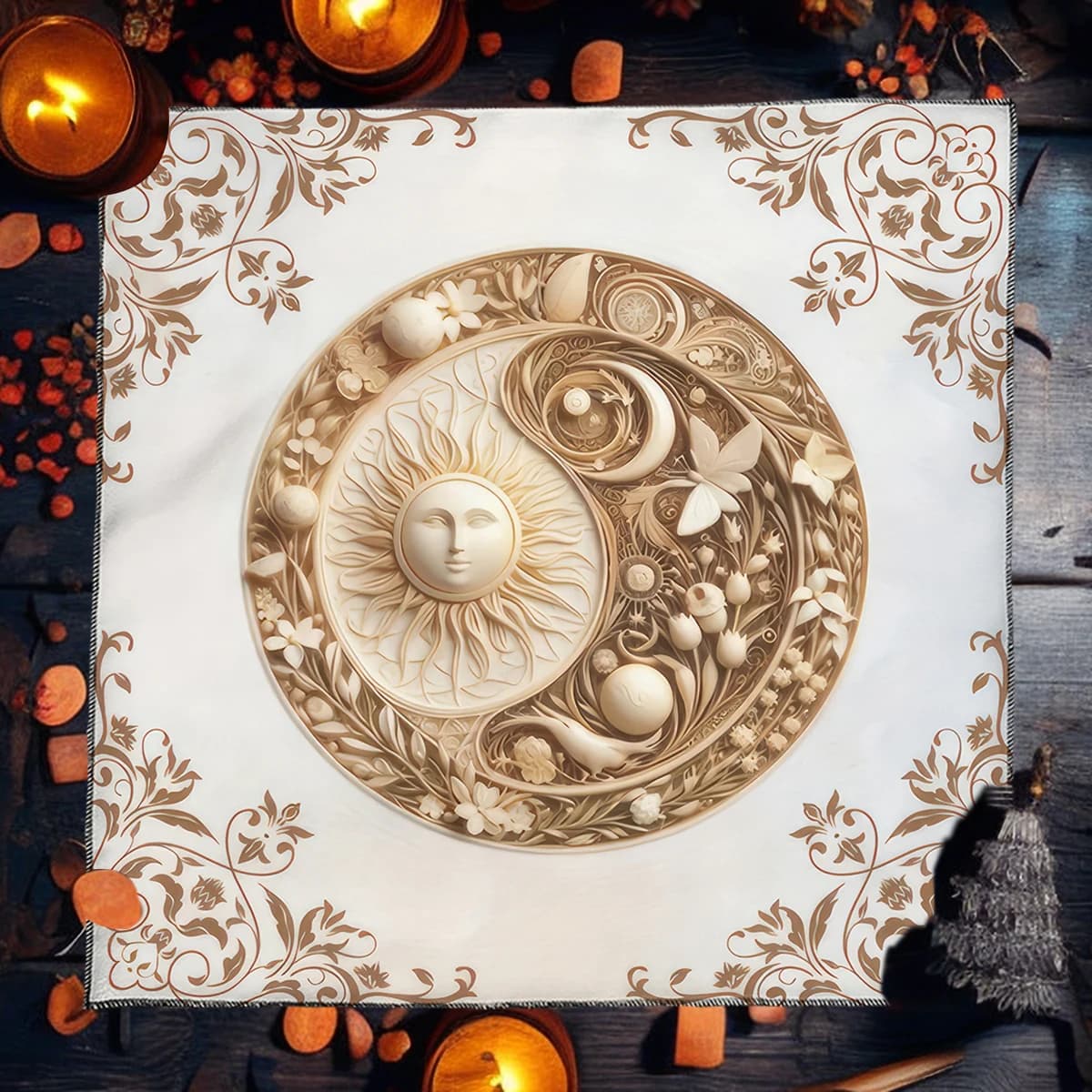 Tovaglia per tarocchi Sun Moon Tovaglia per altare Tovaglia per tarocchi europei per diffusione di tarocchi Copertura per lettura Stregoneria Tappetino per divinazione