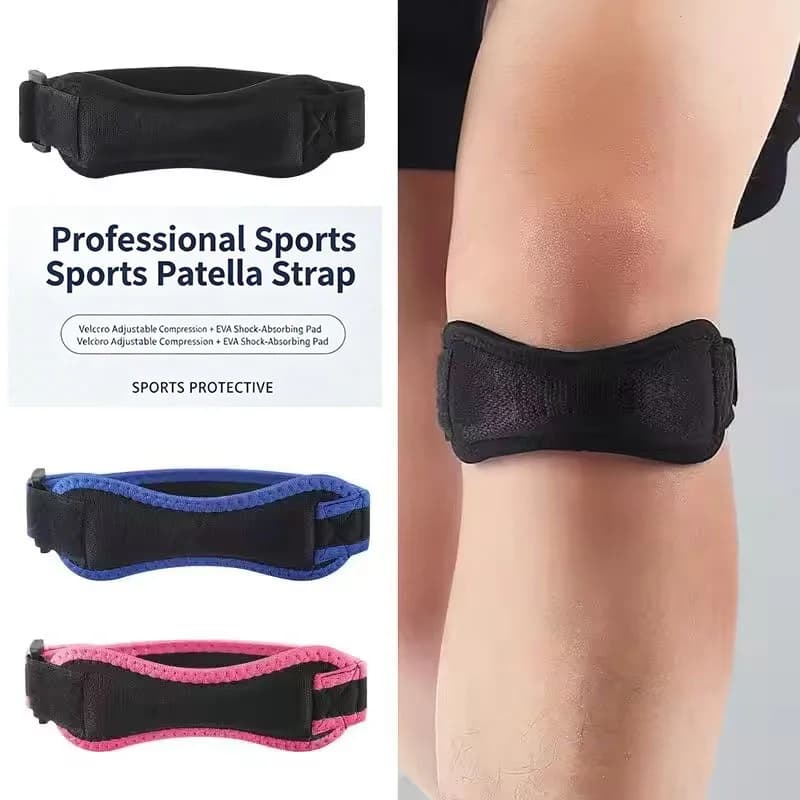 Supporto per Ginocchio Regolabile con Cinghia, Fascia Ammortizzante per Rotula, Ginocchiera Compressiva per Sport, Basket e Fitness
