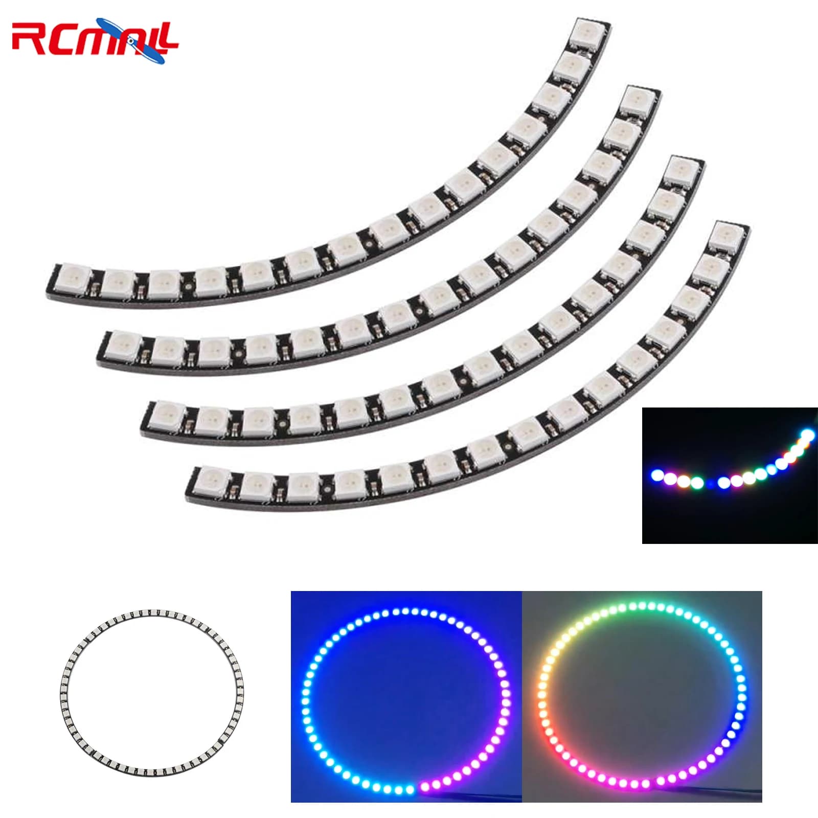 60 X WS2812 WS2812B 5050 RGB LED ring lamp 60 bit with SK6812 integrated drivers for Raspberry Pi Arduino