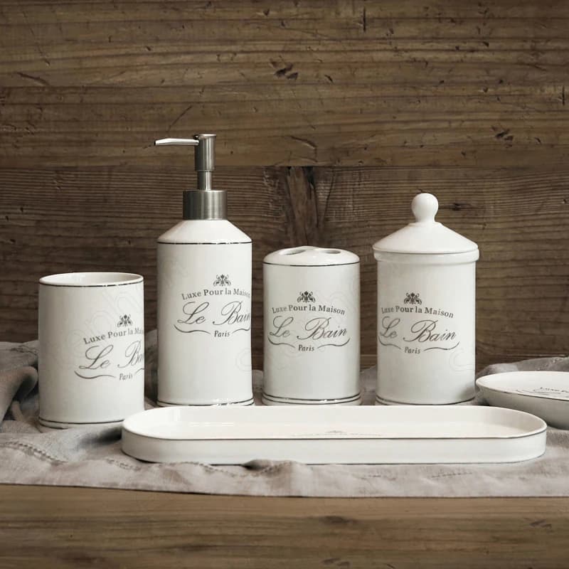 Accessori per il bagno abbronzanti in porcellana bianca accessori per la doccia con portaspazzolino da bagno semplice europeo decorazione per la casa
