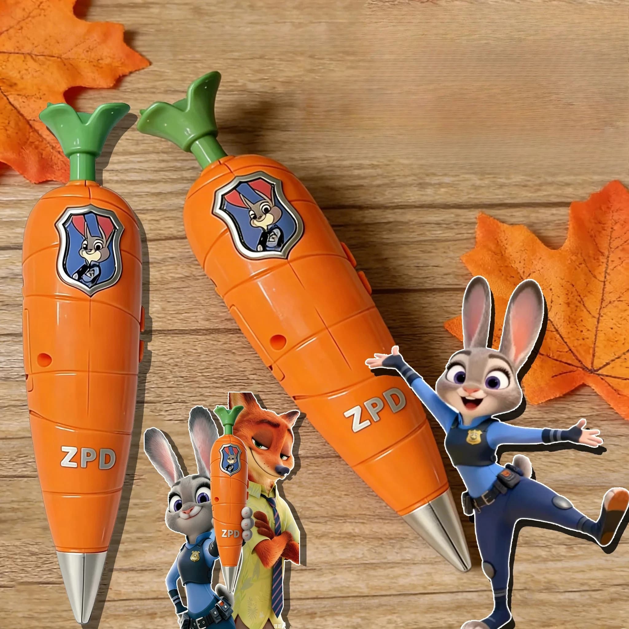Zootopia 2 Peripheral Products Carrot Recorder Pen | Judy & Nick Style for Kids | 60s Mini Recorder | 2-in-1 Gel Pen Stationery