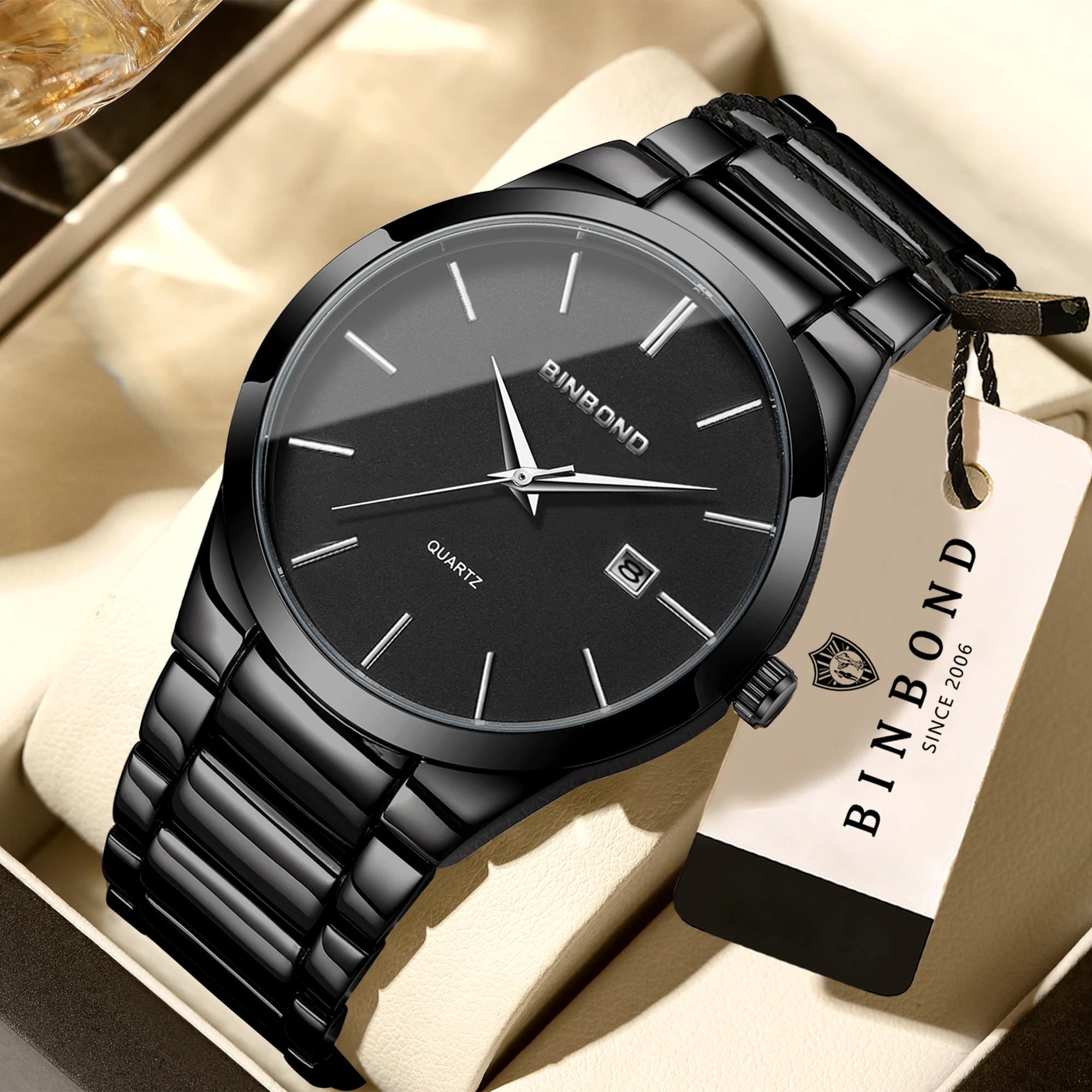 BINBOND Orologi da polso al quarzo di lusso, luminosi, impermeabili, con data automatica, orologio da uomo, business, sport, moda, casual, reloj, miglior regalo, orologio