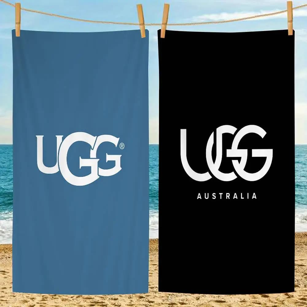 U-UGGS LOGO Asciugamano da spiaggia per anime, morbido e assorbente, regalo per bambini, per viaggi, campeggio, palestra