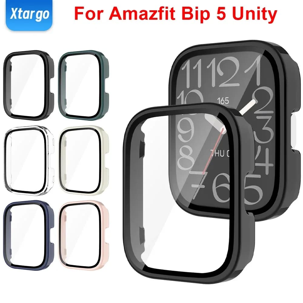 PC + glass for Amazfit Bip 5 Unity Case Smart Watch Screen Protection All Around Cover Protective bumper for Amazfit Bip 5 Unity