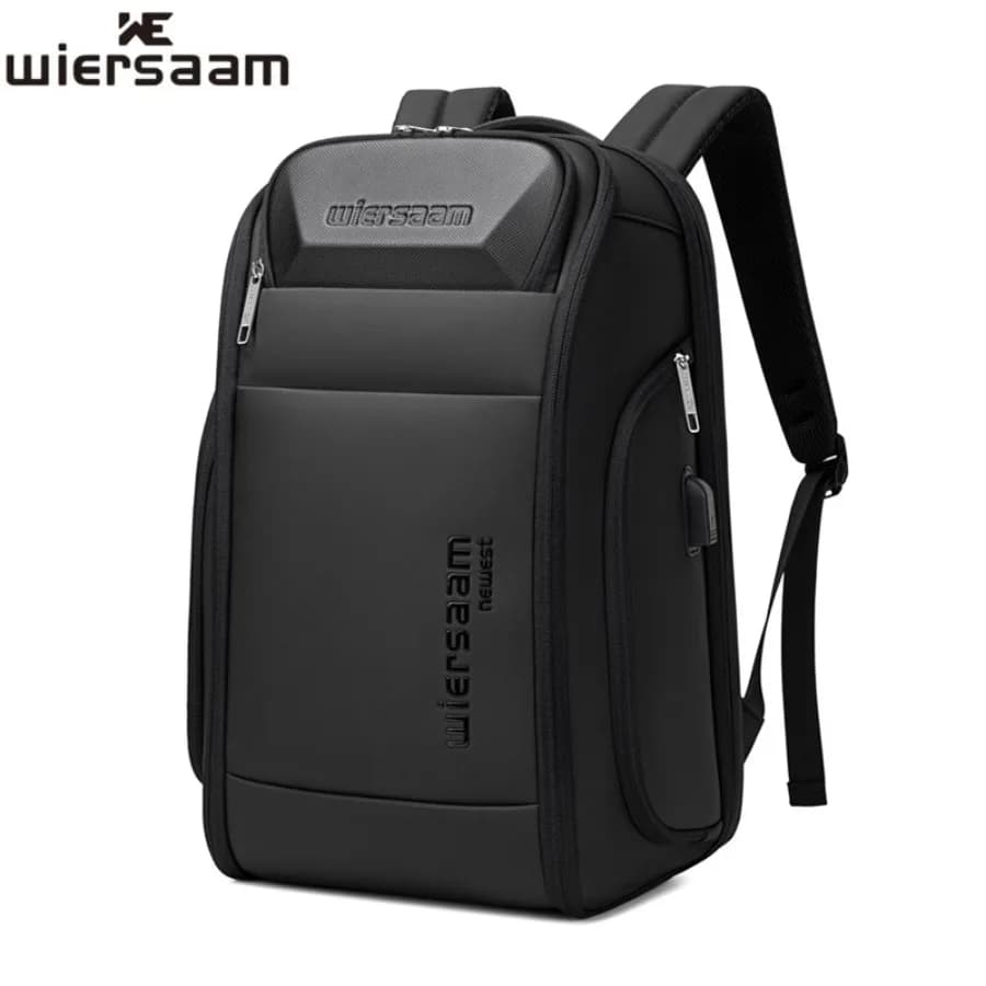 【Nuovo arrivo】Zaino per laptop da lavoro nero Wiersaam, zaino da 15,6 pollici resistente all'acqua con scomparti multipli, zaino professionale per lavoro e viaggi