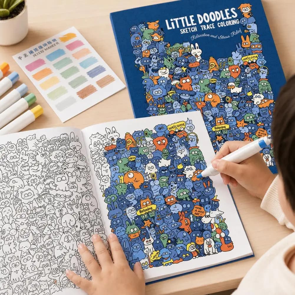 Creative Doodle Art Coloring Book | Cute Doodles Pattern Trace & Color Book Relaxing Drawing Workbook For Adults School Travel