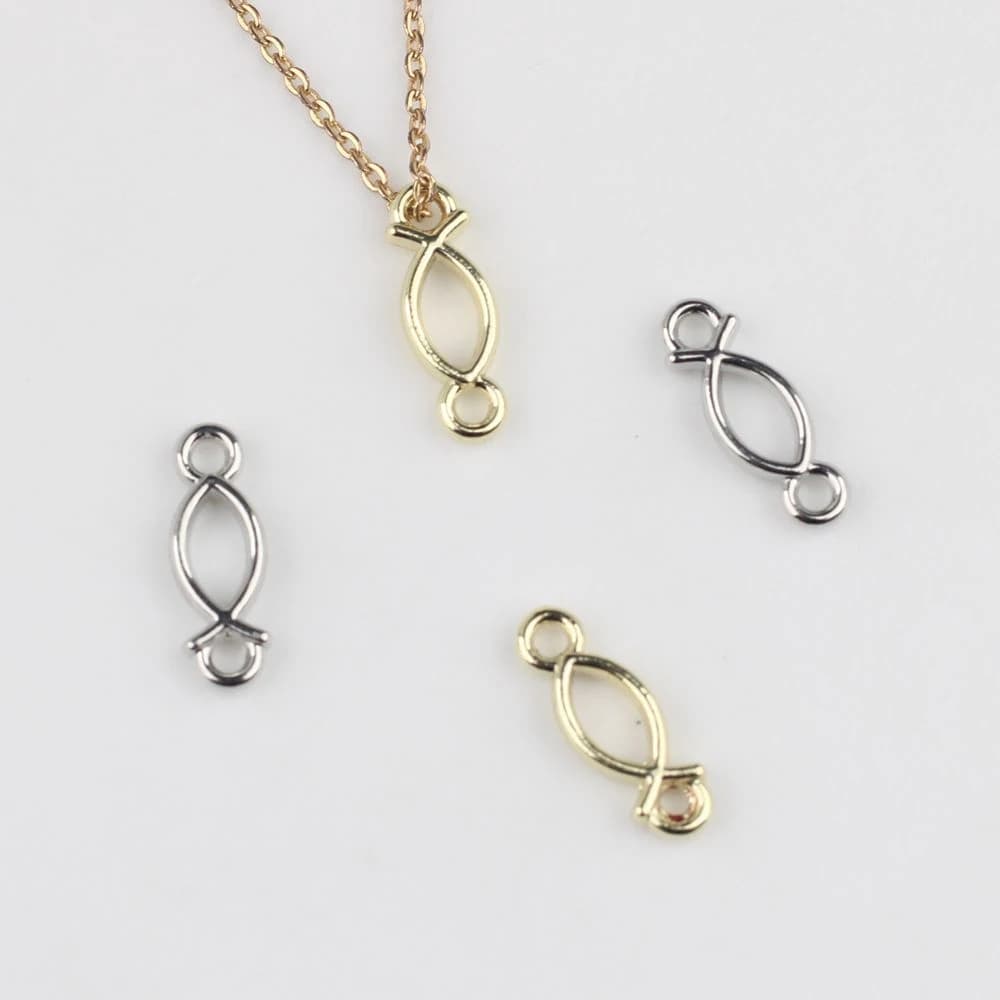10 Pezzi Ciondoli a Forma di Pesce Traforati Semplici e Carini, Connettori per Creazione di Gioielli Fai-da-Te, Accessori per Orecchini, Collane e Bracciali