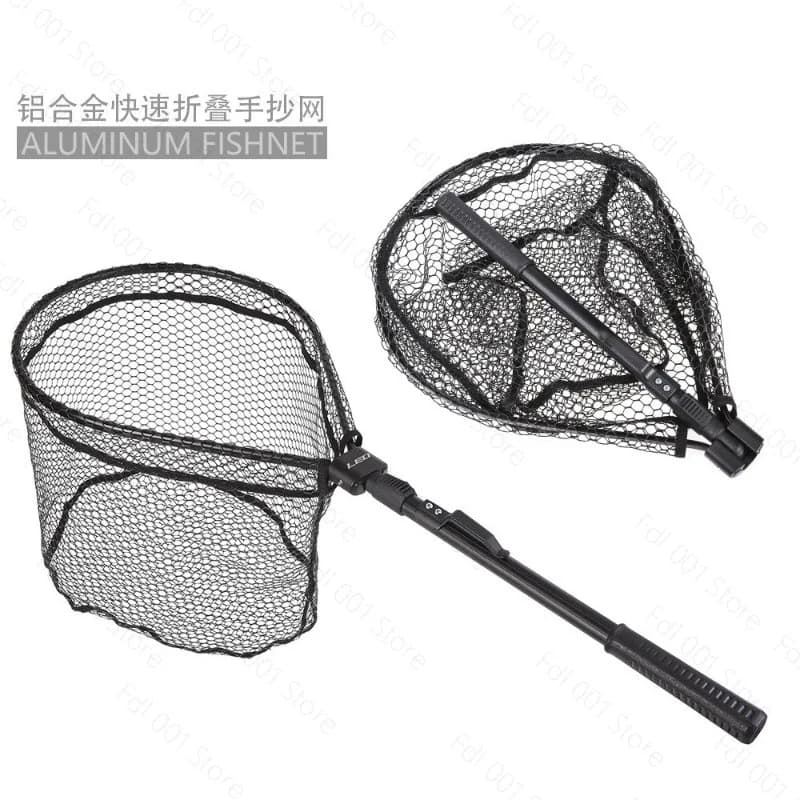 Portable Foldable Silicone Fishing Landing Net Short Hand Net For Stream Lure Fly Fishing Sea Fish Catching