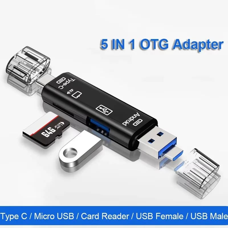 5 In 1 Card Reader Micro USB Type C TF Memory SD Card Reader Type C Dock OTG Type C Adapter For Android Phone Laptop PC Computer