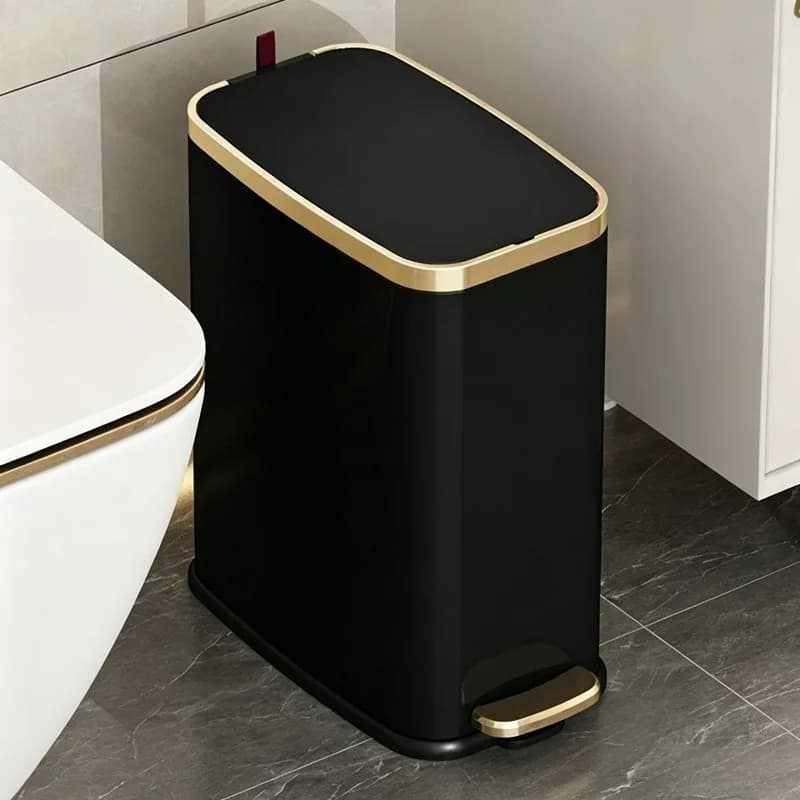 Narrow Slit Waste Bins Stainless Steel Trash Can Kitchen Decor Step on Trash Bin with Lid Bathroom Luxury Double Garbage Bin