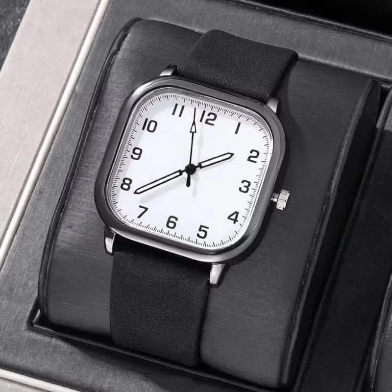 Orologio da uomo alla moda con quadrante quadrato, orologio da polso casual al quarzo con cinturino in pelle per uomo, Reloj Hombre senza scatola, regalo di lusso (senza scatola)