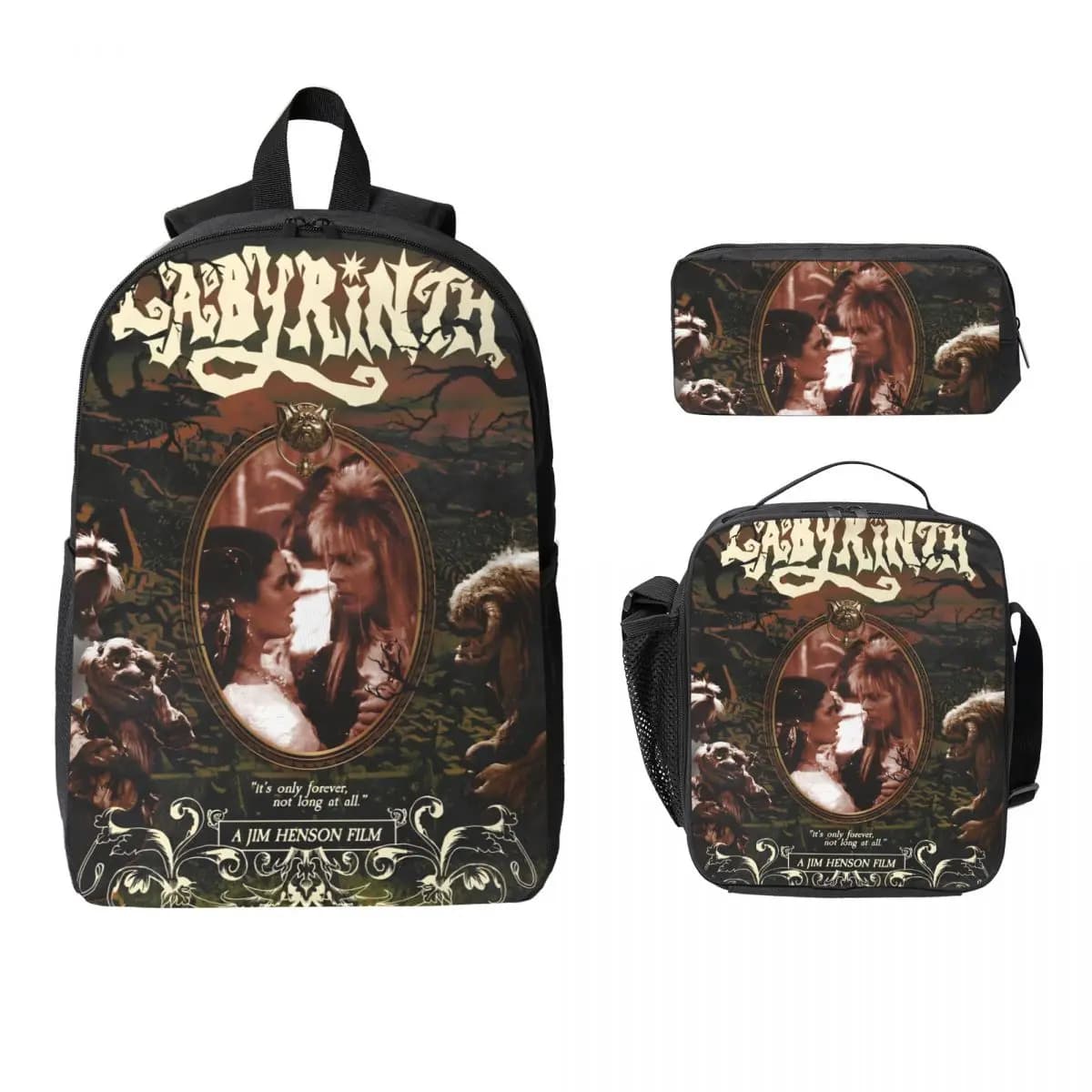 Labyrinth Movie Kids Backpack Lunch Box Pencil Boxes for Boys Girls Kindergarten Backpacks Schoolbag Bookbag Set