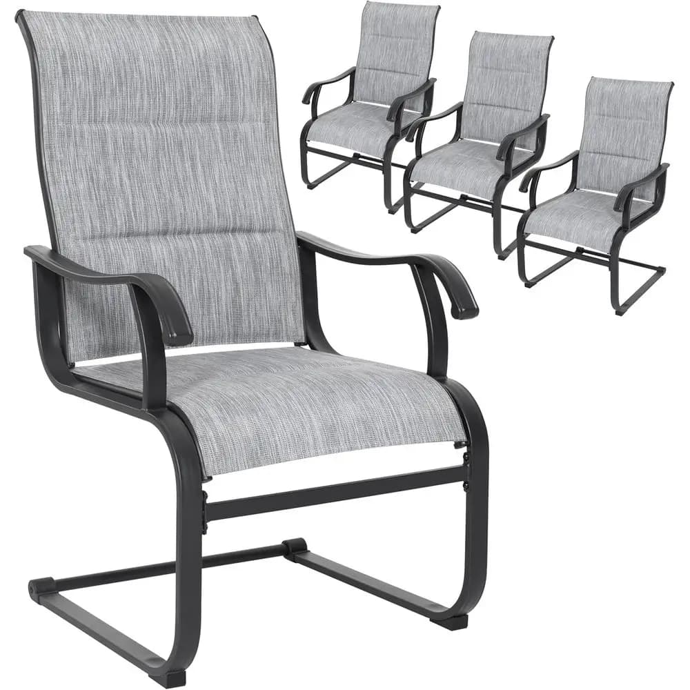 4-piece outdoor dining set with upholstered chairs in Textilene, weatherproof, ideal for garden, terrace, grey