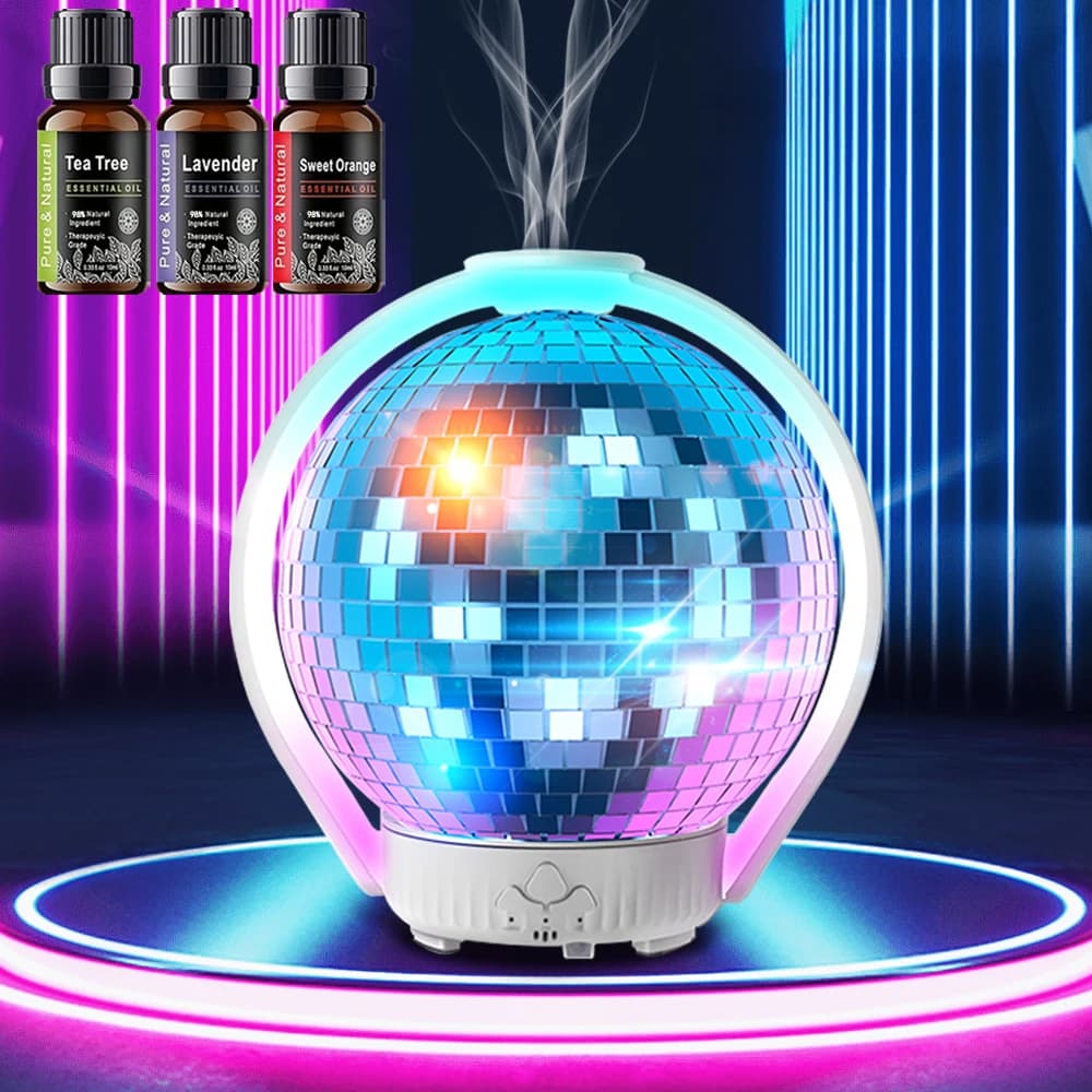 Umidificatore per Aromaterapia con 7 Luci LED e Sfera Laser, Diffusore di Oli Essenziali per Casa, Camera da Letto, Ufficio