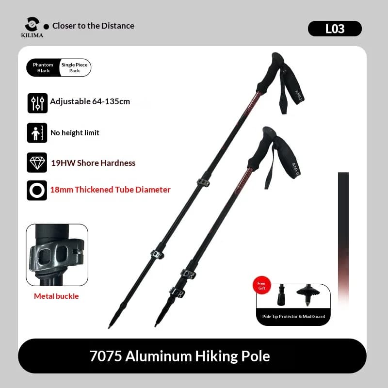 Bastoncini da Trekking in Alluminio Telescopici, Regolabili e Pieghevoli con Chiusura Rapida, Leggeri e Ammortizzanti, Bastone da Passeggio con Impugnatura Ergonomica