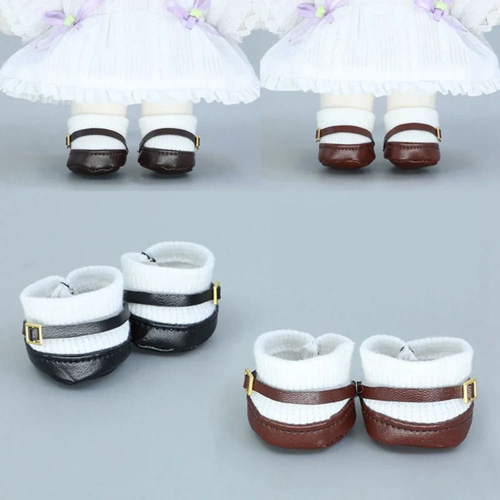 Scarpe da bambola da 20 cm Stivali da bambola Kpop Calzini da principessa Scarpe in pelle PU moda per accessori per bambole 1/12 Vestiti per bambole fai da te Giocattoli per bambini