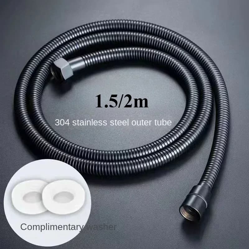 SUS304 irrigation pipes for garden water pipes bathroom new extension tube 1.5/2M pipes black hoses flexible for shower