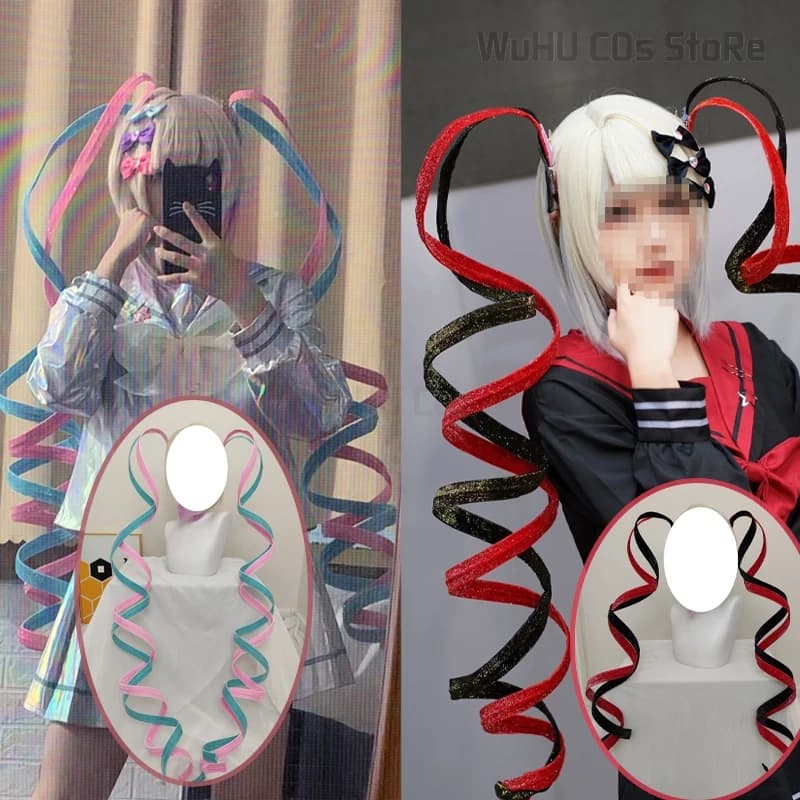 NEEDY GIRL STREAMER OVERDOSE Kangel Rain Cosplay Wig Hair Horsetail Handmade Hair Clip Prop 1.2M 1.8M Polished Tape Pink Blue Hair