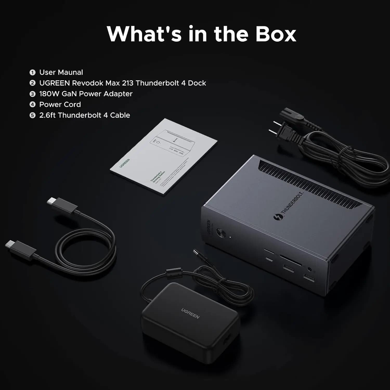MAF UGREEN Docking Station 4 in 1 Revodok Max 213, 40Gbps, Doppio 4K 60Hz, Singolo Display 8K, Ricarica Rapida per Laptop