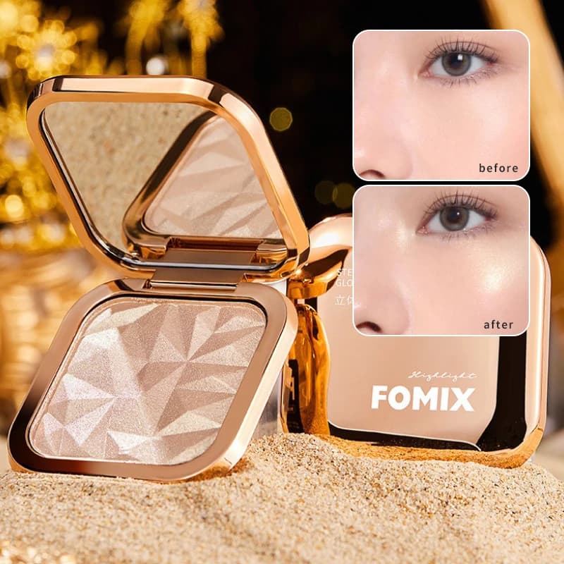 Polvere ad alta lucentezza, trucco impermeabile e resistente al sudore, piastra integrata per riparazione e schiarente con glitter fini perlescenti