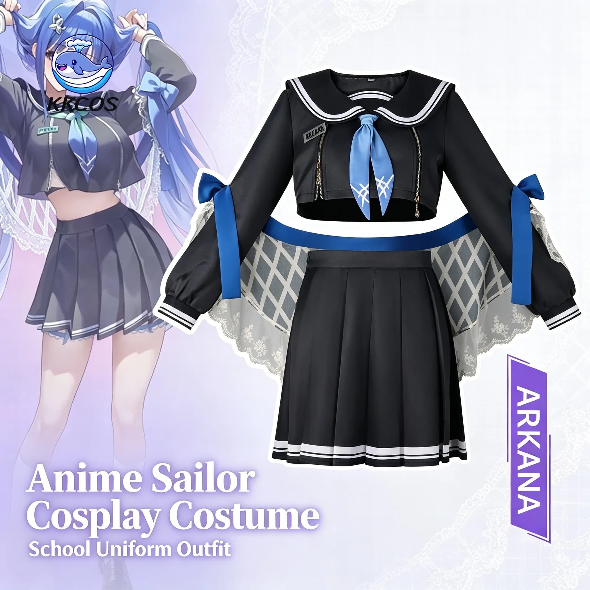 KKCos Nikke Alkanna Cosplay Costume Sailor School Uniform for Convention Role Play Clothes