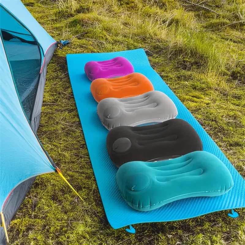 Cuscino da Viaggio Gonfiabile Portatile Compatto per Collo e Schiena, Supporto per Escursionismo, Spiaggia, Campeggio e Auto
