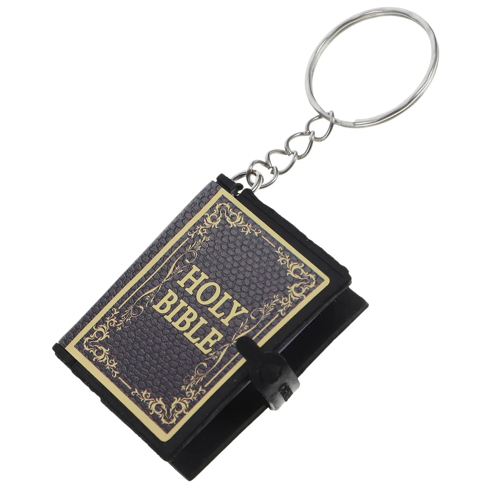 10Pcs Religious Bible Keychain Pendant Miniature Book Key Ring Made of PVC Metal Paper for Bag Luggage Purse Car Keys Decoration