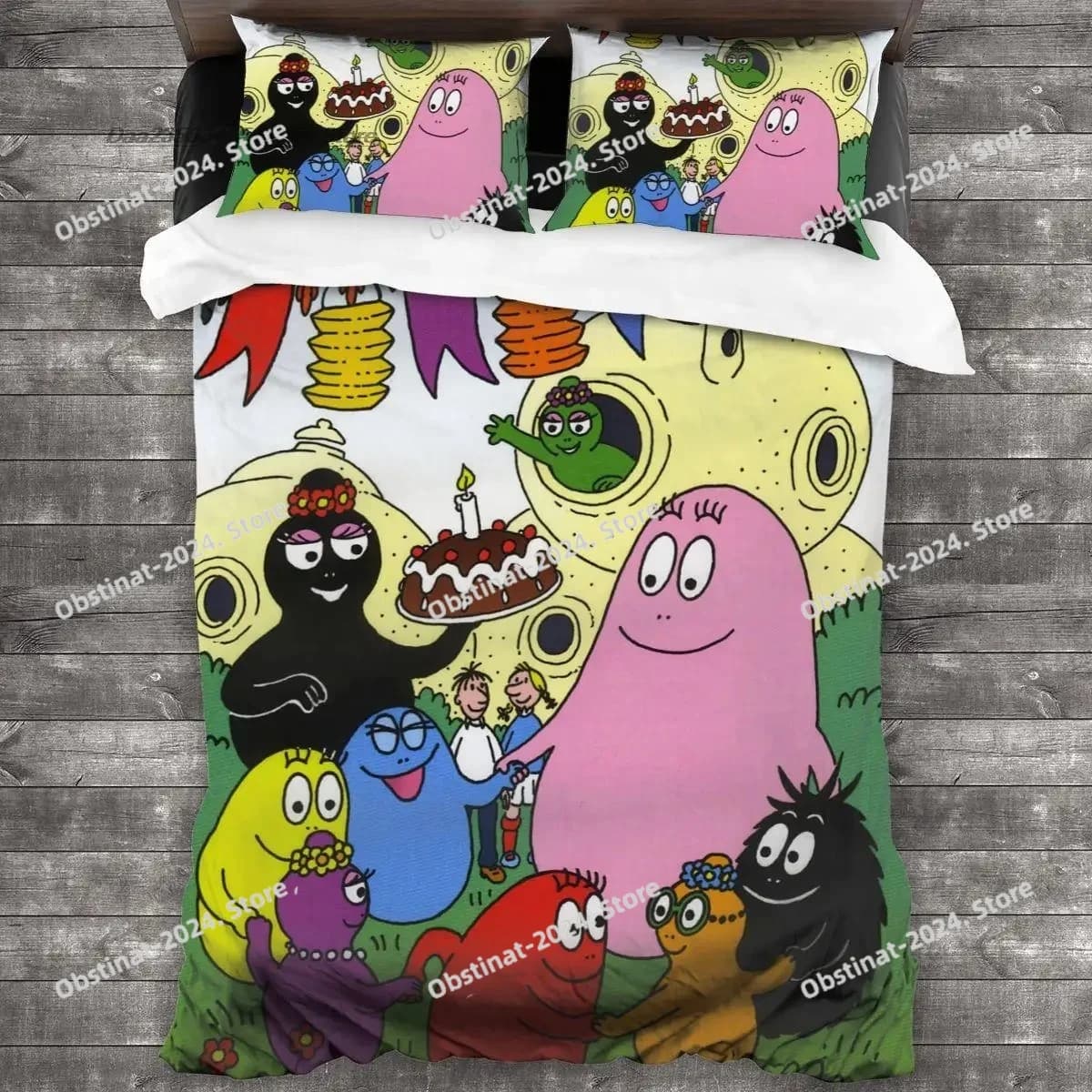 Set di biancheria da letto Barbapapa, set letto singolo, matrimoniale, queen size, king size, set copripiumino per adulti e bambini, set coperta da letto stampata.