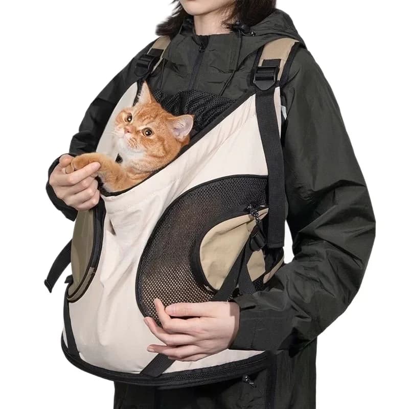 Zaino pet carrier traspirante portatile da esterno per gatti e cani, borsa a tracolla da viaggio a mani libere, nuovo e di tendenza