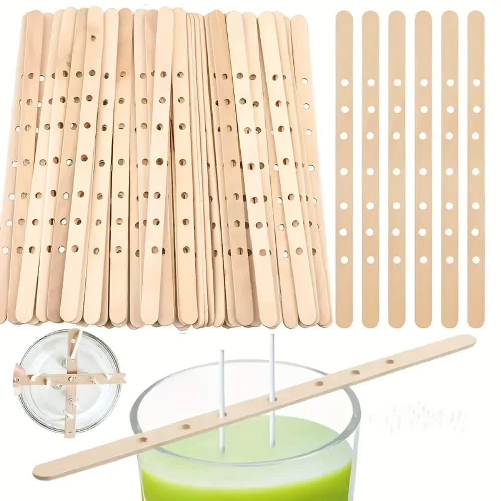 10/20/50pcs Wooden Candle Wick Holders Candles Mold Fixed Bracke Porous Wooden Holders Centering Device Bar for Candle Making