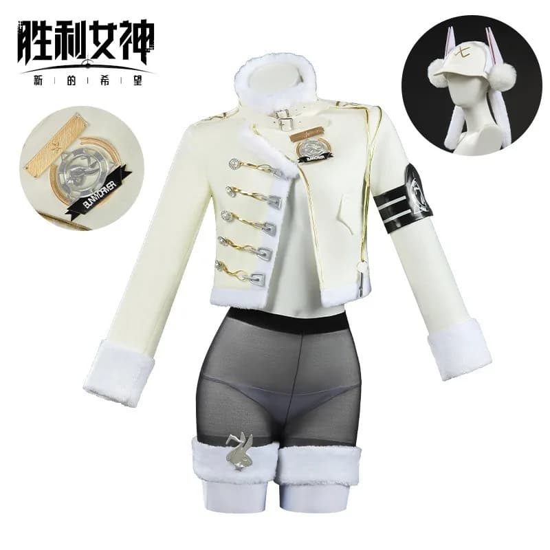 Costume Cosplay Game Goddess Blanc Fortune Express, Adorabile Giacca e Cappello, Uniforme per Halloween, Carnevale, Feste e Giochi di Ruolo per Donne