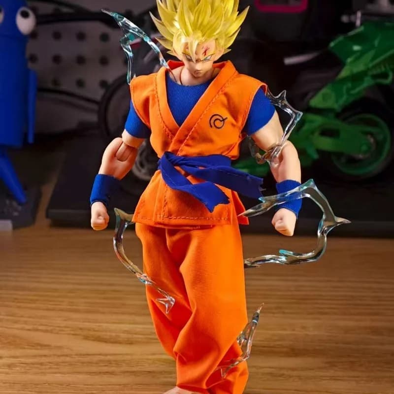 Figura in Scala 1/12 di Goku in Abito Daoistico Arancione e Blu, Serie Dragon Ball, Completo da Allenamento, Accessori e Giocattolo