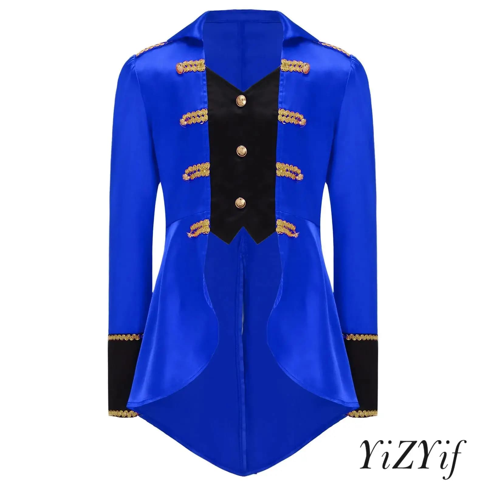 Childrens Boys Halloween Magician Role Play Costume Color Block Long Sleeve Swallow Tail Tops for Pirate Cosplay Dress Up Jacket