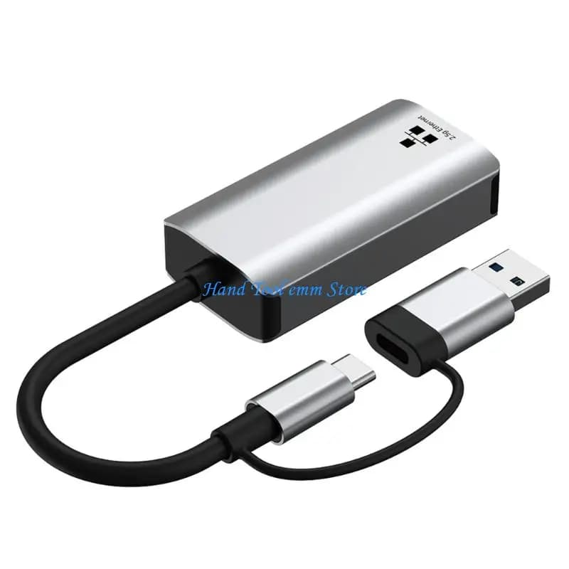 H37F Aluminum Alloy USB A USB C to RJ45 Gigabit Ethernet Adapter 2.5Gbps 1Gbps Fast Speed Design