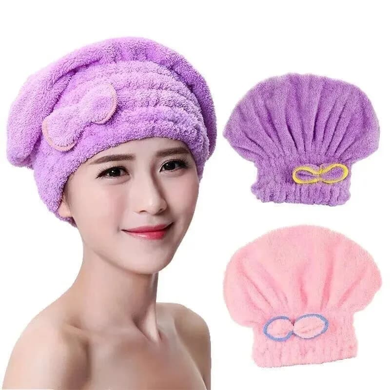 1Pc Microfiber Fast Hair Drying Bathroom Towel Bowknot Wrap Towel Cap Accessories for Women Designer Shower Headset