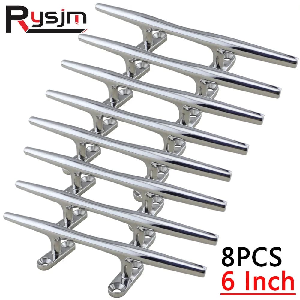 HD 8PCS 6inch 150mm Heavy Duty Stainless Steel Marine Boat Deck Hollow Open Base Cleat Flush Mooring Cleat For Boat Yacht Ship