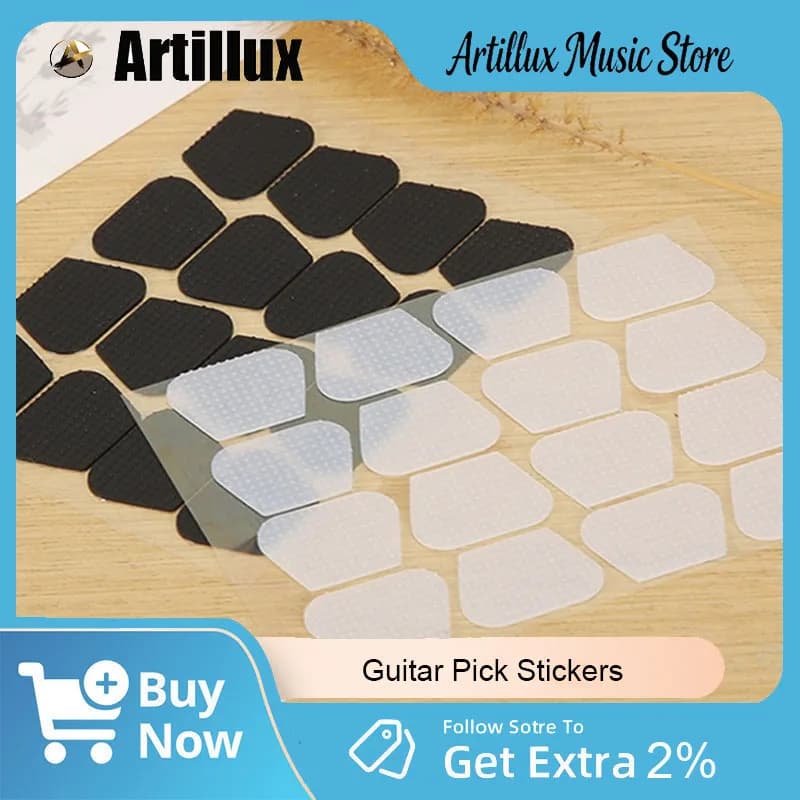 Artillux Guitar Pick Grip Silicone Stickers With Antislip Texture Washable Guitar Pick Stickers for Enhanced Playing Stability