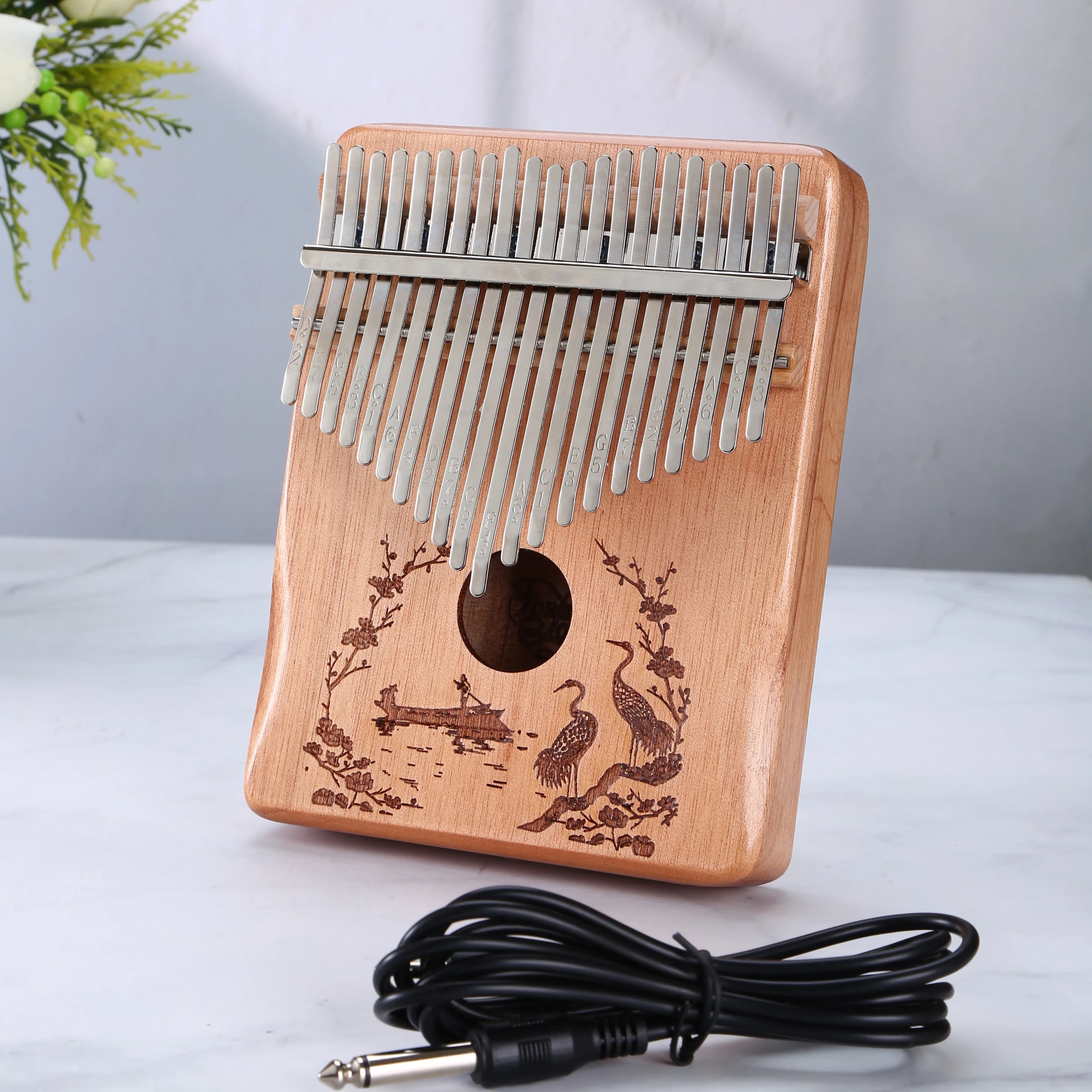 Thumb Piano Finger Electric Box performance Style 21Tone Manual Tune 17 tasti Kalimba può essere collegato al regalo del Festival di compleanno Audio