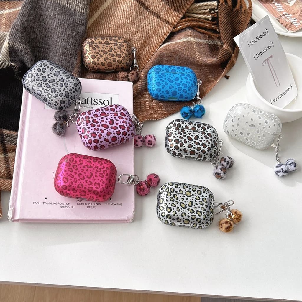 Custodia per auricolari con design a fantasia leopardata e processo di doratura alla moda in otto colori per AirPods 1 o 2 3 4 Pro 2 Pro 3